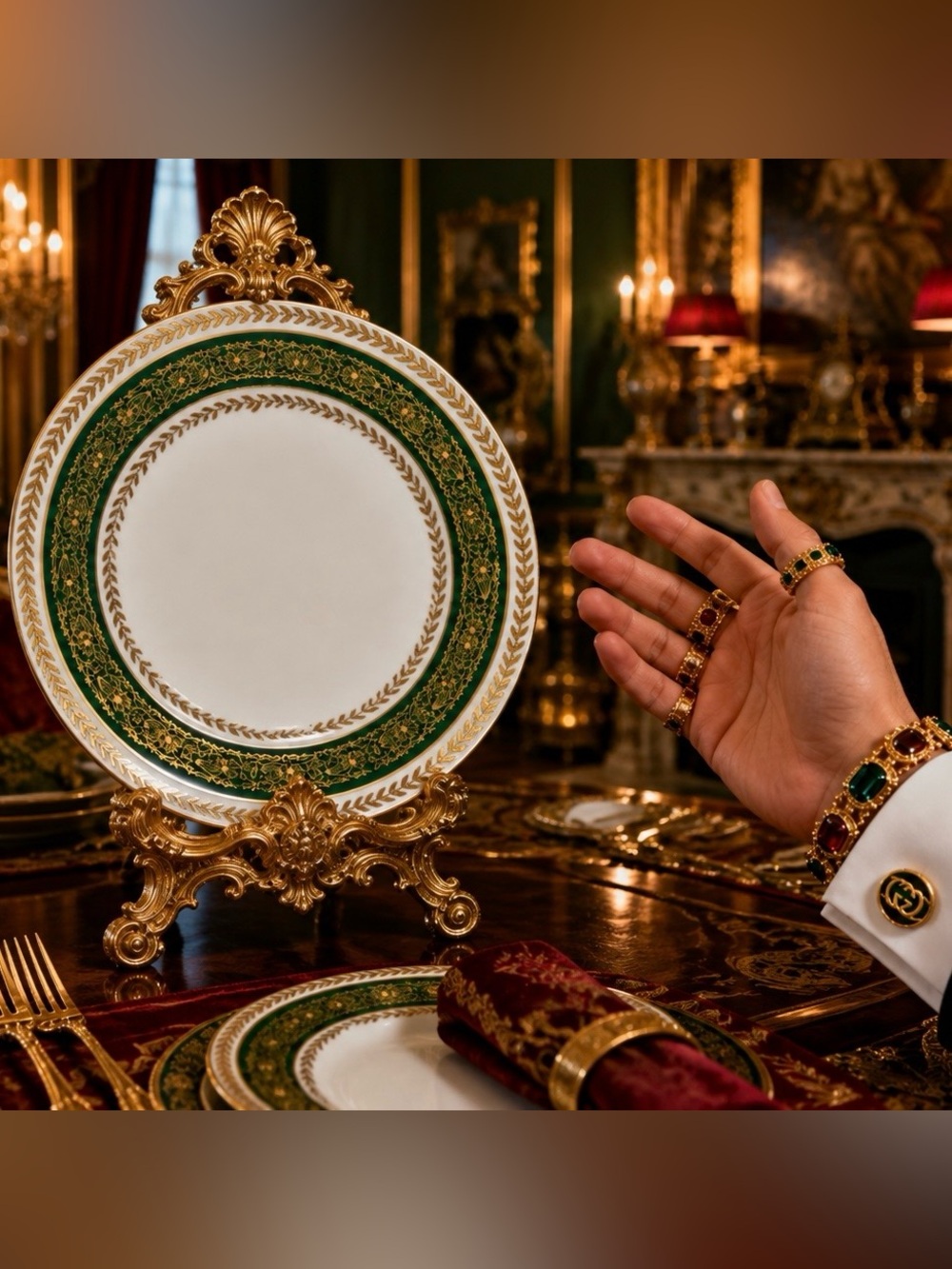 c. 1900 France T&V Tressemann & Vogt Limoges Antique Porcelain Dinner Plate GOLD
